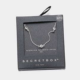 Secret Box _ Sterling Silver Dipped CZ Round Station Necklace