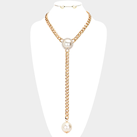 Dropped Pearl Y Necklace