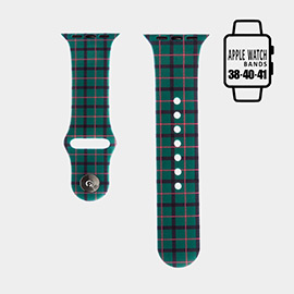 Plaid Check Patterned Apple Watch Silicone Band