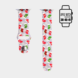 Christmas Socks Snowflake Patterned Apple Watch Silicone Band
