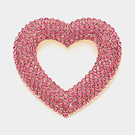 Rhinestone Embellished Open Heart Pin Brooch