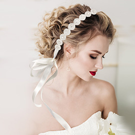 Bubble Stone Sash Ribbon Bridal Wedding Belt / Headband
