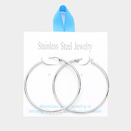 Stainless Steel 2 Inch Metal Hoop Pin Catch Earrings