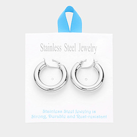Stainless Steel 1.2 Inch Metal Hoop Pin Catch Earrings