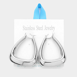 Stainless Steel 2.1 Inch Metal Trapezoid Hoop Pin Catch Earrings