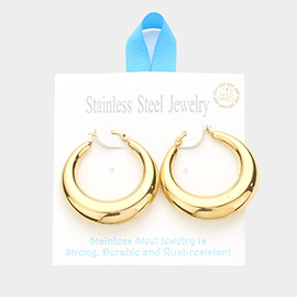 18K Gold Dipped Stainless Steel 1.5 Inch Metal Hoop Pin Catch Earrings