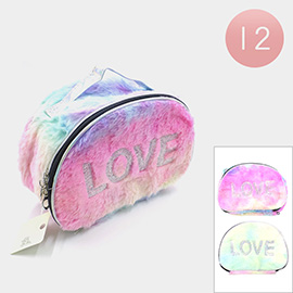 12PCS - Love Message Faux Fur Pouch Bags