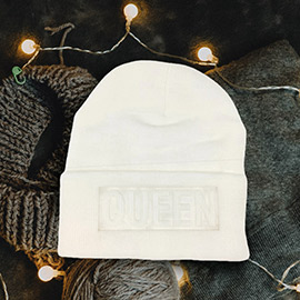 Queen Message Solid Knit Beanie Hat