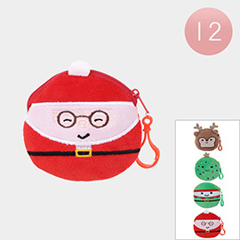 12PCS - Santa Claus Rudolph Christmas Tree Coin Purses / Keychains