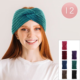 12PCS - Solid Knit Earmuff Headbands