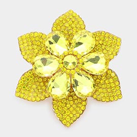 Teardrop Stone Accented Flower Pin Brooch