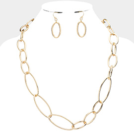 Open Metal Oval Link Necklace