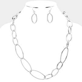 Open Metal Oval Link Necklace