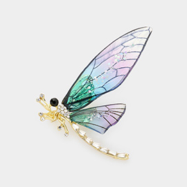 Rhinestone Embellished Dragonfly Pin Brooch