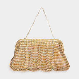 Bling Pleated Evening Clutch / Tote / Crossbody Bag