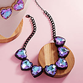 Heart Stone Cluster Necklace