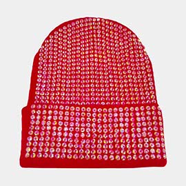 Studded Solid Knit Beanie Hat
