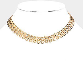 Gold Dipped Metal Chain Collar Necklace