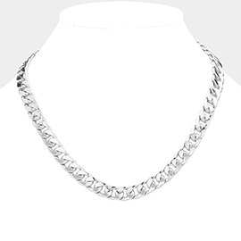 White Gold Dipped Metal Chain Necklace