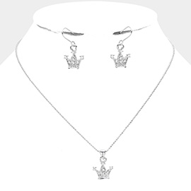 Rhinestone Embellished Crown Pendant Necklace