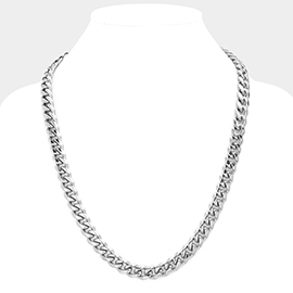 Stainless Steel 24 Inch 8mm 6 Diamond Cut Cuban Chain Necklace