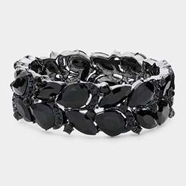 Teardrop Stone Cluster Embellished Stretch Evening Bracelet