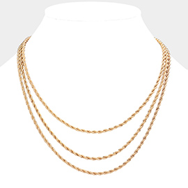 Gold Dipped Rope Metal Chain Layered Necklace
