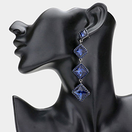 Diamond Stone Cluster Dropdown Evening Earrings