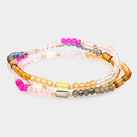 3PCS - Faceted Rectangle Beaded Stretch Bracelets