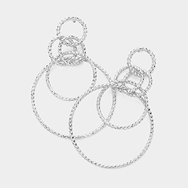 Textured Metal Circle Interlocking Earrings