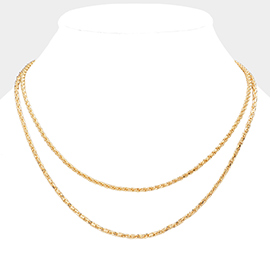 Brass Metal Double Layered Chain Necklace
