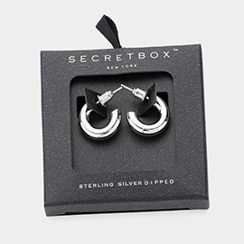 SECRET BOX_Sterling Silver Dipped Metal Hoop Earrings
