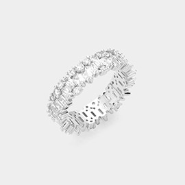Baguette Round CZ Stone Eternity Ring