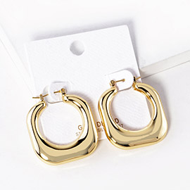 Gold Dipped Square Metal Hoop Pin Catch Earrings