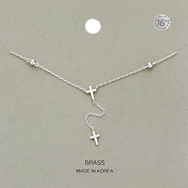 Metal Cross Pendant Y Drop Necklace