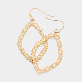 Textured Meatal Open Marquise Dangle Earrings