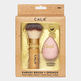 2PCS - Kabuki Brush and Makeup Sponge Set