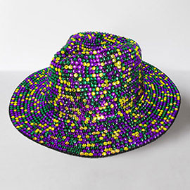 Bling Studded Mardi Gras Fedora Hat