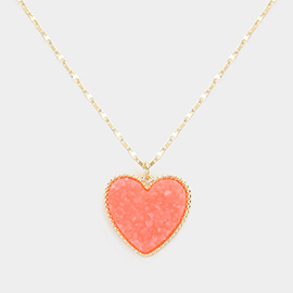 Druzy Heart Pendant Necklace