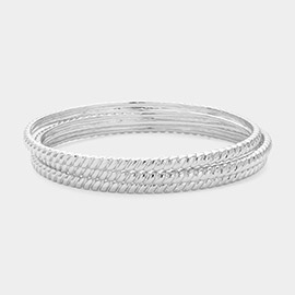 3PCS - Textured Metal Multi Layered Bangle Bracelets