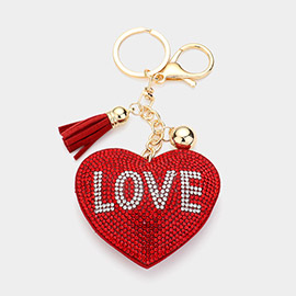 Bling LOVE Message Heart Keychain