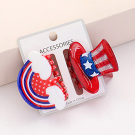 2PCS - Acrylic American USA Flag Printed Hair Claw Pin Set