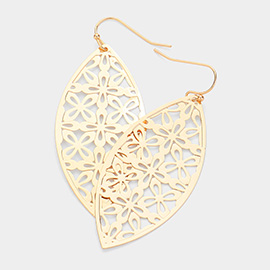 Abstract Pattern Marquise Metal Filigree Dangle Earrings