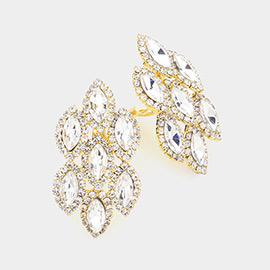 Marquise Stone Embellished Clip On Earrings