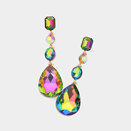 Teardrop Crystal Stone Accented Evening Earrings
