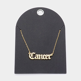 Stainless Steel CANCER Plate Pendant Necklace