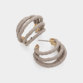 Raffia Wrapped Split Hoop Earrings