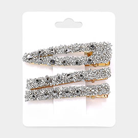 3PCS - Stone Embellished Alligator Snap Hair Pins