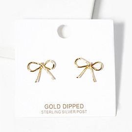 14K Gold Dipped Metal Wire Bow Stud Earrings