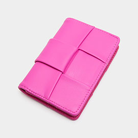 Faux Leather Weave Card Holder Wallet